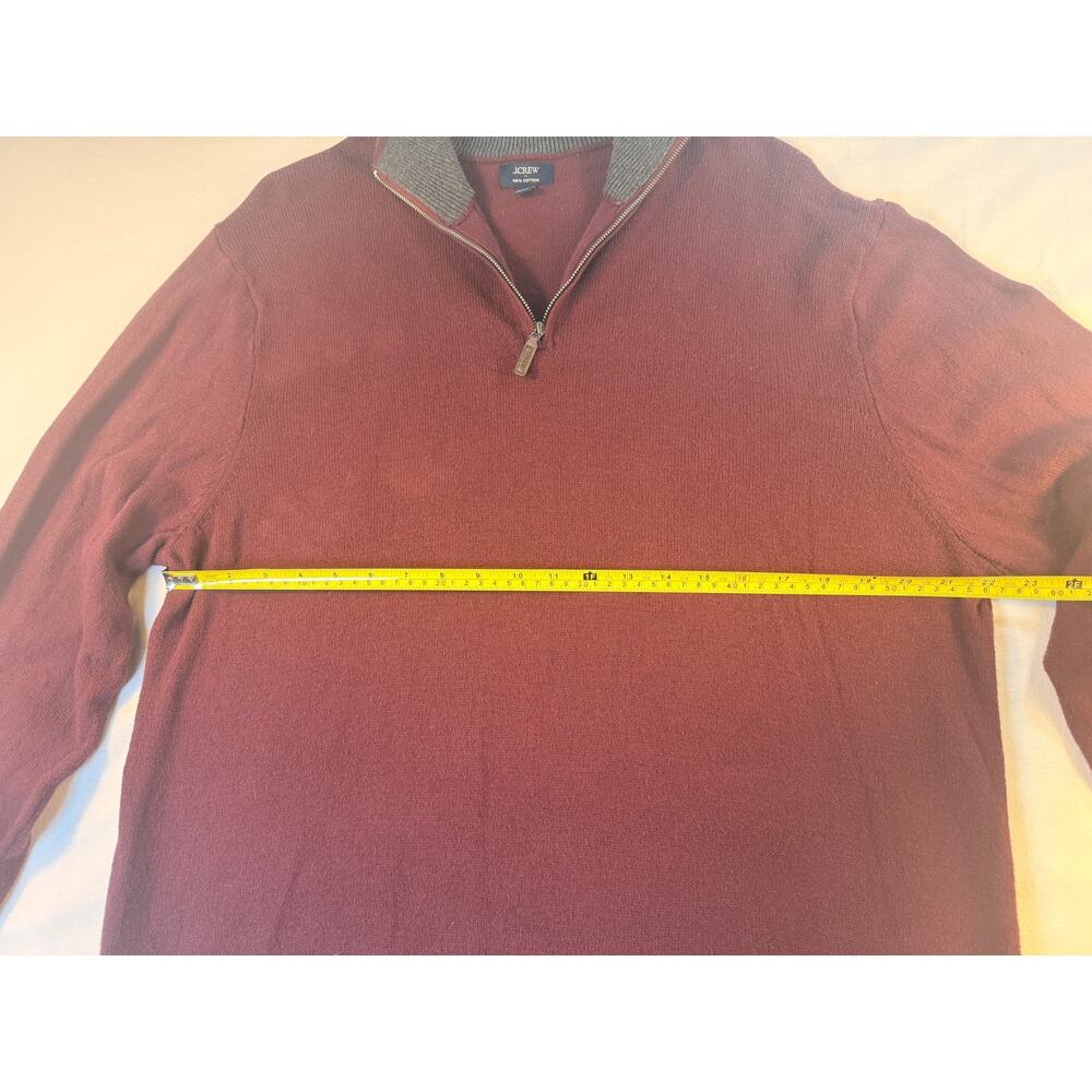 J.Crew BF091 Cotton Quarter-Zip Sweater Burgundy Gray Collar Mens XXL - Picture 4 of 8
